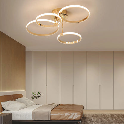 Modern Led Chandelier Gold/Chrome Led Ceiling Lights For Living Bedroom Kitchen 4-6 Ring Dimmable Ceiling Chandelier lustre