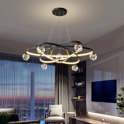 Modern Minimalist Led Ceiling Chandelier Hanging Wire Fixture for Living Room Bedroom Lamp Home Decor Indoor Lighting Black Gold