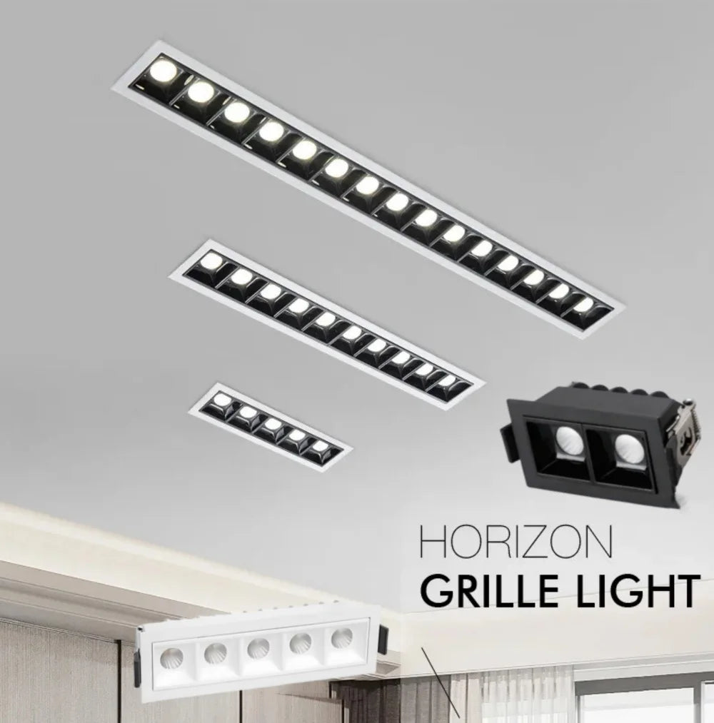 Aluminum Recessed Square Led Ceiling Grille Light 3W6W9W15W20W30W 110V 220V Led Linear Light CERR COB Spot Lamp Down light CRI97