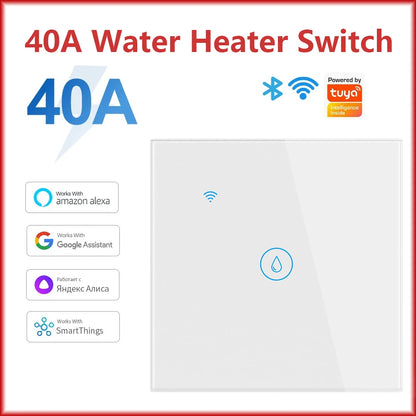 Tuya Smart Wifi Water Heater Boiler Touch Switch 220V Air Conditioner Light Timing EU for Alexa Google Home 20A/40A Switches