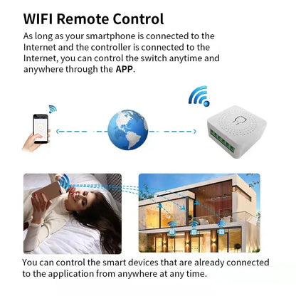 Wifi Mini Smart Switch 16A DIY Light Switches Wireless Smart Home with Tuya Smart Life EweLink Homekit Alexa Alice Google Home