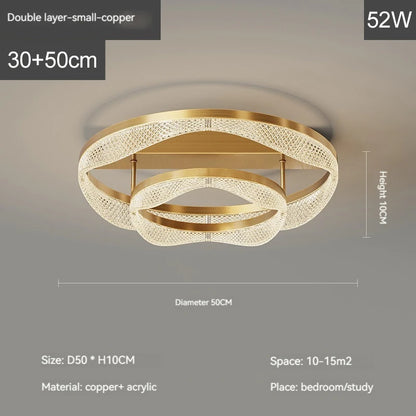 Nordic Brass Led Ceiling Lamp Lights For Living Room Bedroom Foyer Copper Modern Minimalist Ring Led Ceiling Chandelier Light