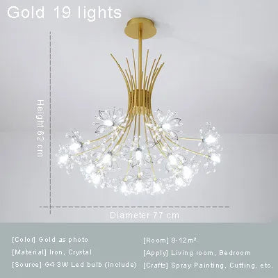 Ceiling Led Chandelier Modern Crystal Lamp Lustre Living Room Hanging Light Fixtures Kitchen Bedroom Home Decoration Black