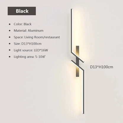 LED Wall Lamp Modern Minimalist Strip Wall Decor Lights Lighting For Bedroom Bedside Living Room TV Sofa Lobby Background Decor