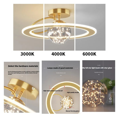 SANDYHA Modern Led Chandeliers Luxury Babysbreath Golden Glass Ball Ceiling Lights Living Dining Table Bedroom Home Decoration