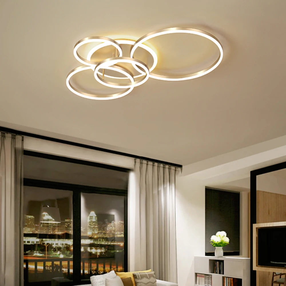 Modern chandelier Led Circle Ring Ceiling Lights For Living Room Bedroom Study Room Ceiling Lamp Black/White/Golden pendant Lamp