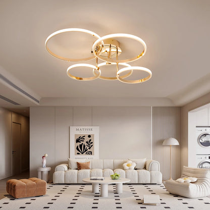 Modern Led Chandelier Gold/Chrome Led Ceiling Lights For Living Bedroom Kitchen 4-6 Ring Dimmable Ceiling Chandelier lustre