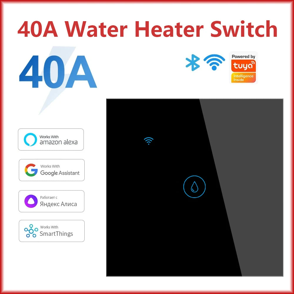 Tuya Smart Wifi Water Heater Boiler Touch Switch 220V Air Conditioner Light Timing EU for Alexa Google Home 20A/40A Switches