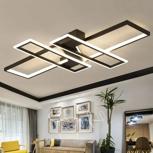 Modern LED Chandeliers Lighting Fixtures With Remote Control Black Lustre Ceiling Lamp for Living Room Bedroom Kitchen Home