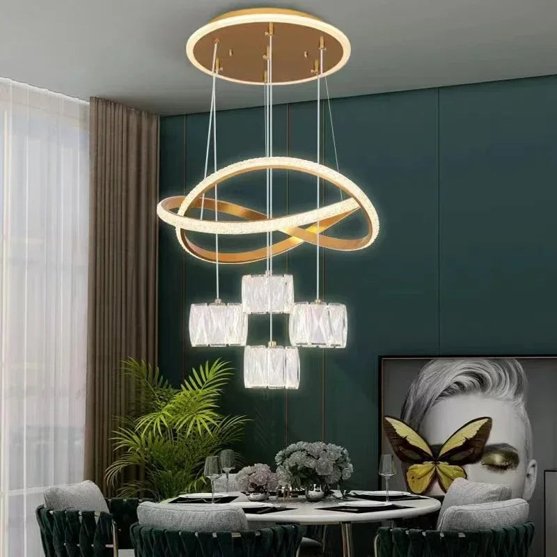 LED Lamp Dining Room Living Ring Dimmable Bedroom Kitchen Interior Linea Ceiling Round Modern Led Ring Chandelier Pendant Light