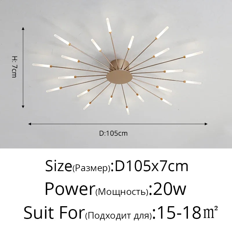 Modern Led Ceiling Chandelier Lights For Bedroom Living Room Minimalist Fireworks Led Ceiling Lamp Chandeliers Black