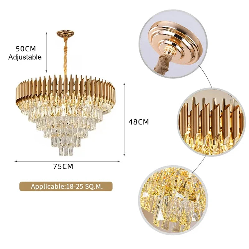 Luxury Modern Crystal Ceiling Chandelier For Living Room Lights Lustre Home Decor Indoor Lighting LED Dining Room Pendant Light