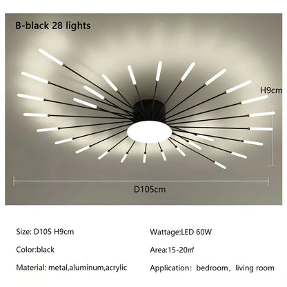 Modern Spiral Firework Led Chandelier Lighting Living Dining Room Ceiling Lights Luminaria Home Decor Bedroom Loft Dimmable Lamp