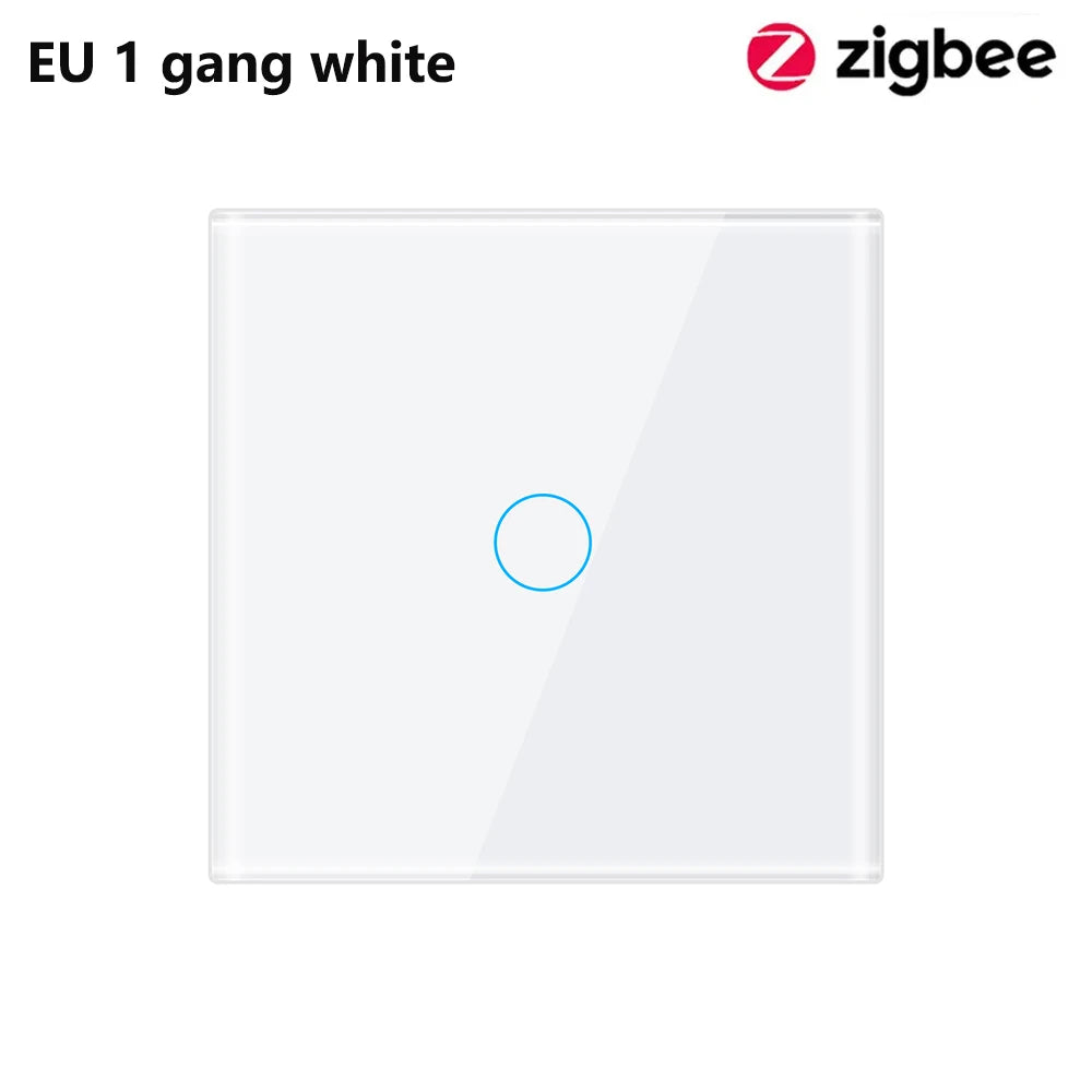 2000W Tuya ZigBee Smart Light Switch 1 2 3 4 gang 2-way Control Touch Wall Switch With/No Neutral Wire Via Alexa Google Home