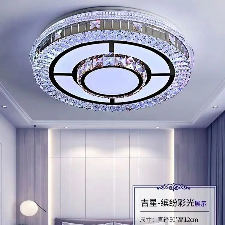 Silver Crystal LED Chips Crystal Lamp Lighting Fixture LED Circle Light Diameter 500mm Pendant in Bedroom Living Room