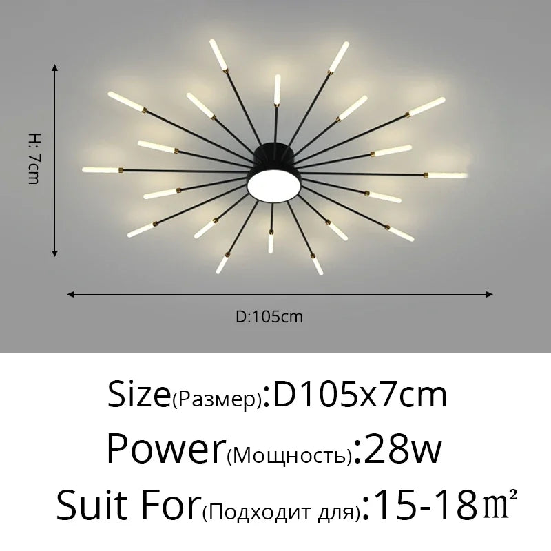 Modern Led Ceiling Chandelier Lights For Bedroom Living Room Minimalist Fireworks Led Ceiling Lamp Chandeliers Black