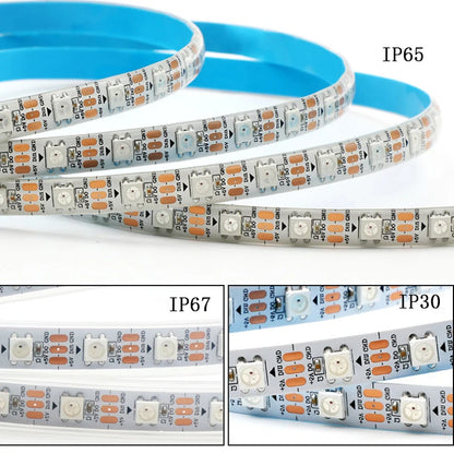 DC5V WS2812B WS2812 Smart 5050 RGB LED Strip Individuaily Addressable Light Tape 30/60/96/144Pixels/m Black/White PCB IP30/65/67