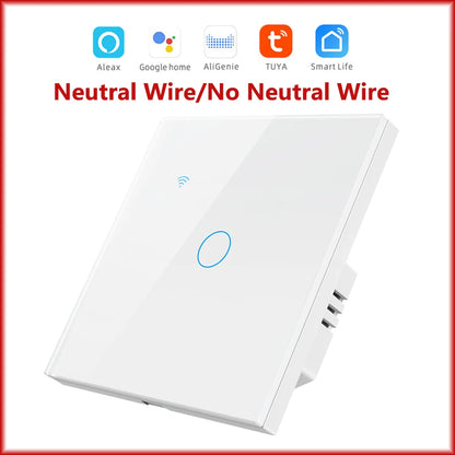 Smart Switch EU WiFi Smartlife Neutral Wire/No Neutral Wire Touch Light Switch 220V Works With Alexa Google Home 1/2/3/4 Gang