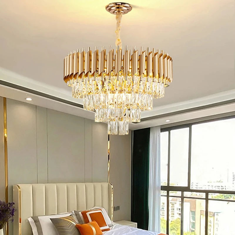 Luxury Modern Crystal Ceiling Chandelier For Living Room Lights Lustre Home Decor Indoor Lighting LED Dining Room Pendant Light