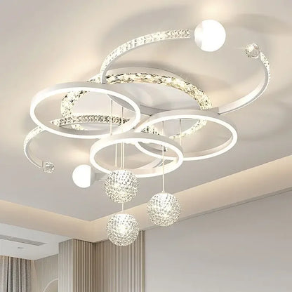 Minimally modern light luxury crystal LED ceiling light Nordic creative living room home atmosphere bedroom ring pendant light