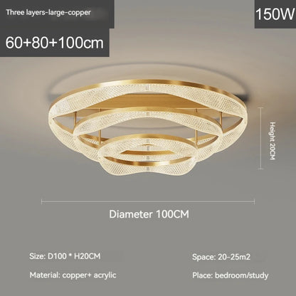 Nordic Brass Led Ceiling Lamp Lights For Living Room Bedroom Foyer Copper Modern Minimalist Ring Led Ceiling Chandelier Light