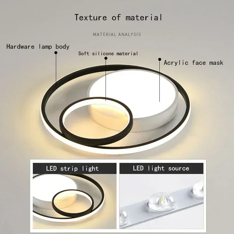 Nordic LED Master Bedroom Ceiling Light Modern Circular Dining Room Lighting Creative Iron Art Home Furnishing Decor Wall Lamps