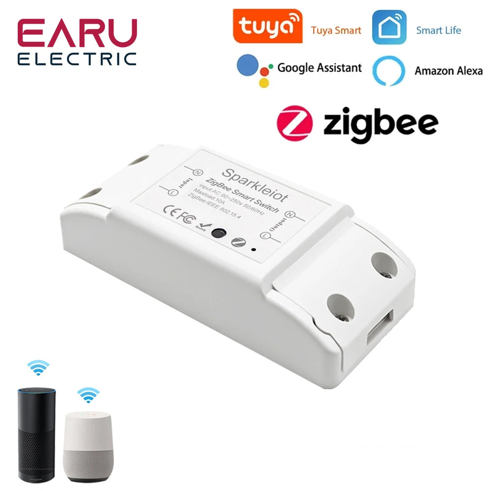 WiFi Zigbee 10A Smart Switch Breaker Module Wireless Remote Switch Alexa Google Home by Tuya eWeLink APP Remote Voice Control