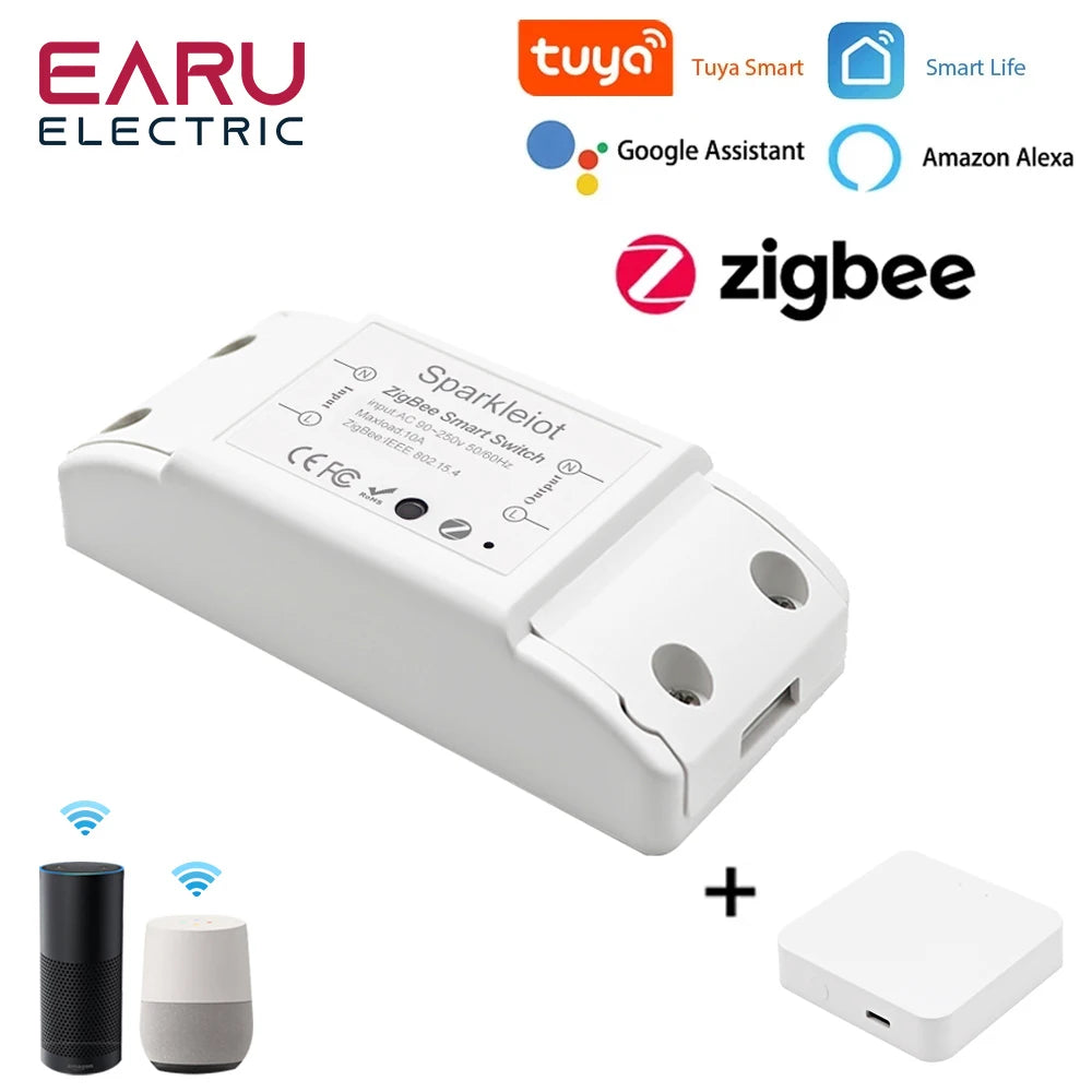 WiFi Zigbee 10A Smart Switch Breaker Module Wireless Remote Switch Alexa Google Home by Tuya eWeLink APP Remote Voice Control