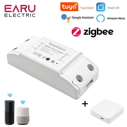 WiFi Zigbee 10A Smart Switch Breaker Module Wireless Remote Switch Alexa Google Home by Tuya eWeLink APP Remote Voice Control