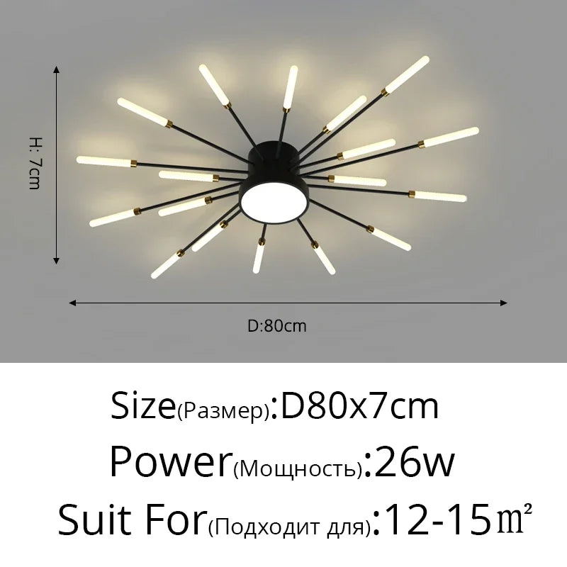 Modern Led Ceiling Chandelier Lights For Bedroom Living Room Minimalist Fireworks Led Ceiling Lamp Chandeliers Black