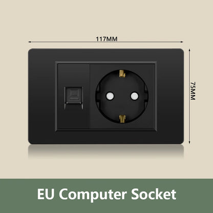 EU Korea Standard Electrical Outlet 220V Wall Light Power Switch,with USB Type-C 20W Smart Fast Charging Socket PC Panel TV TEL