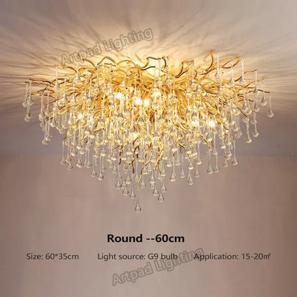 Modern Branch Crystal Chandeliers Gold Luxury Lighting Chandelier for Bedroom  Dining Living Room Kitchen Light