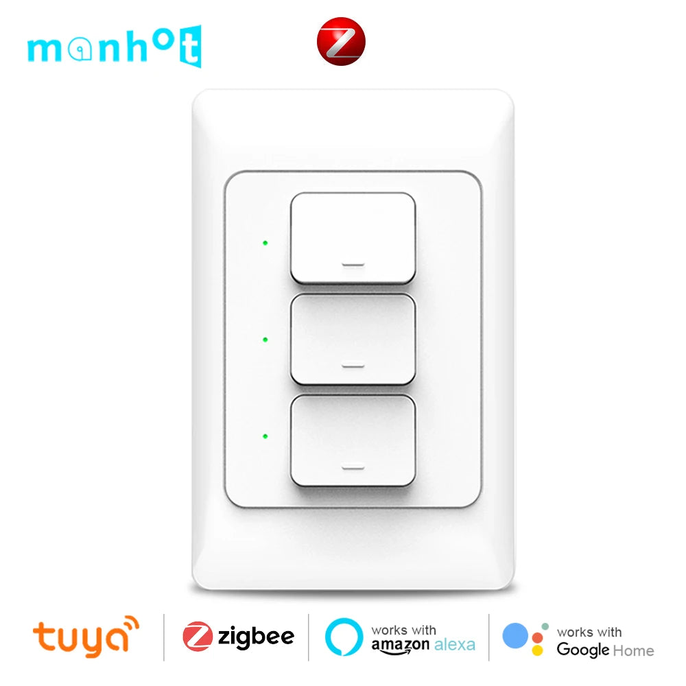 Tuya Zigbee3.0 Smart Wall Switch US AU Wall Push Button Physical Switches Smart Wireless Voice Remote Control Google Home Alexa