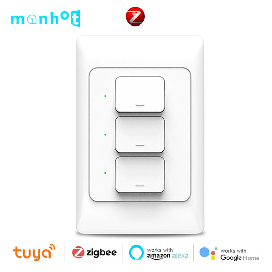 Tuya Zigbee3.0 Smart Wall Switch US AU Wall Push Button Physical Switches Smart Wireless Voice Remote Control Google Home Alexa