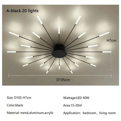 Modern Spiral Firework Led Chandelier Lighting Living Dining Room Ceiling Lights Luminaria Home Decor Bedroom Loft Dimmable Lamp