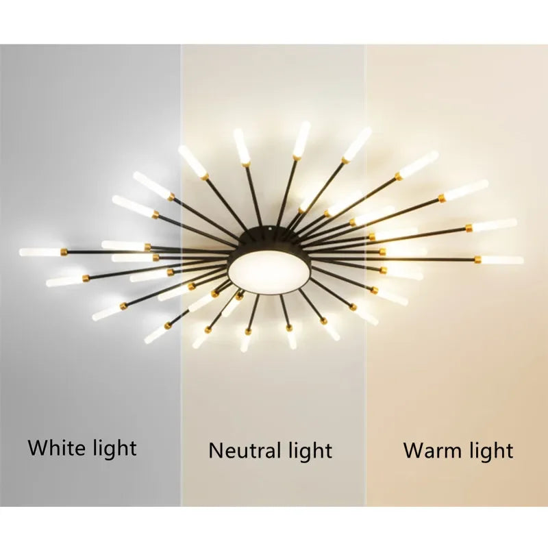 Modern Led Ceiling Chandelier Lights For Bedroom Living Room Minimalist Fireworks Led Ceiling Lamp Chandeliers Black