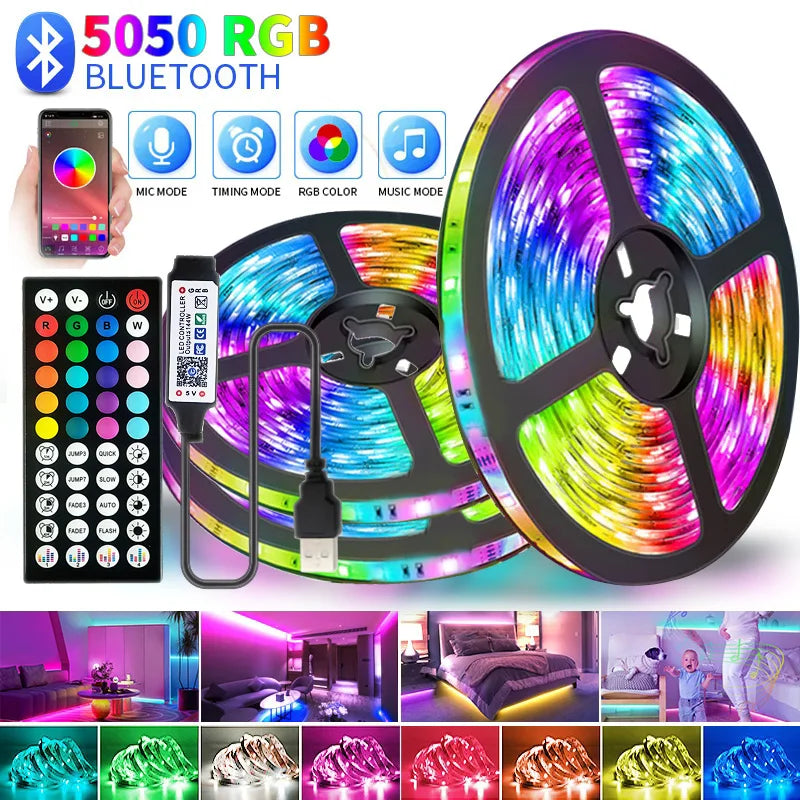 Led Tape 5V 5050 Usb Rgb Led Strip Light For Room Tv Smart Bluetooth Led Backlight 5M 10 Meter Ice String Led Wall Room Decor