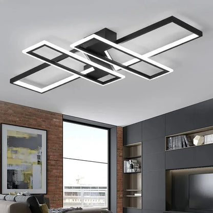 Modern LED Chandeliers Lighting Fixtures With Remote Control Black Lustre Ceiling Lamp for Living Room Bedroom Kitchen Home