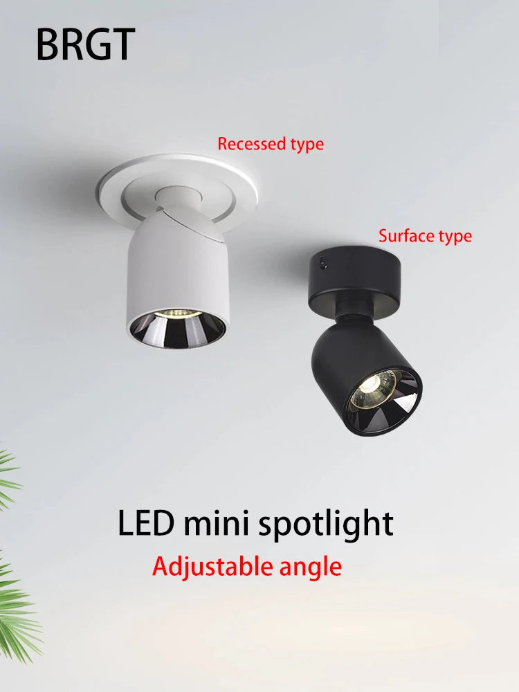 Led Mini Spot Light Adjustable Angle COB Spotlights Background Wall Washing Ceiling Lamp Small Foco For Home Painting Porch