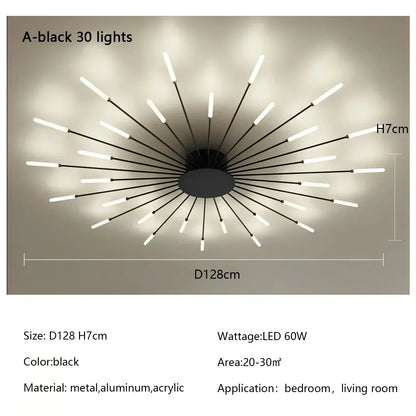 Modern Spiral Firework Led Chandelier Lighting Living Dining Room Ceiling Lights Luminaria Home Decor Bedroom Loft Dimmable Lamp