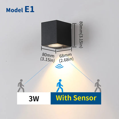 PIR Sensor LED Wall Light Outdoor Waterproof AC85-265V Outdoor LED Spotlight Wall Lamp Indoor For Porch Garden Bedroom Balcony