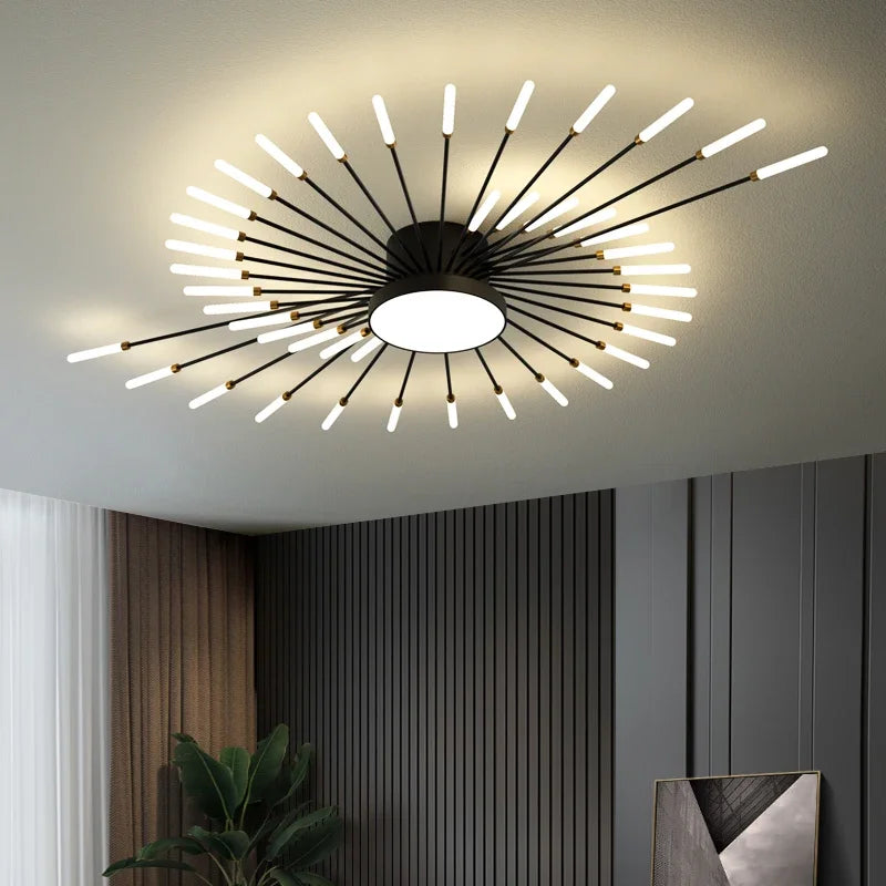 Modern Led Ceiling Chandelier Lights For Bedroom Living Room Minimalist Fireworks Led Ceiling Lamp Chandeliers Black