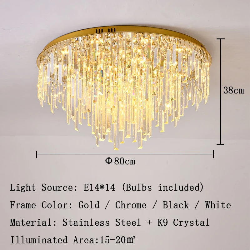 Crystal Square Ceiling Lights New Gold Lamps Modern Plafonnier LED Lighting for Living Room Luxury Lustres Home Decor Luminaria