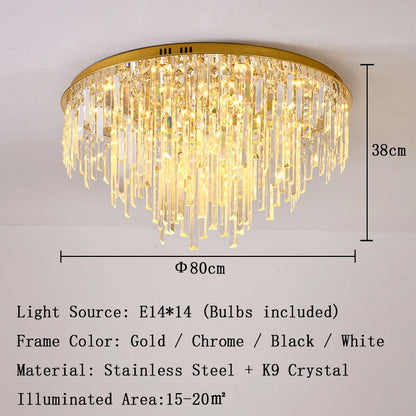 Crystal Square Ceiling Lights New Gold Lamps Modern Plafonnier LED Lighting for Living Room Luxury Lustres Home Decor Luminaria