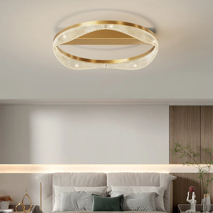 Nordic Brass Led Ceiling Lamp Lights For Living Room Bedroom Foyer Copper Modern Minimalist Ring Led Ceiling Chandelier Light