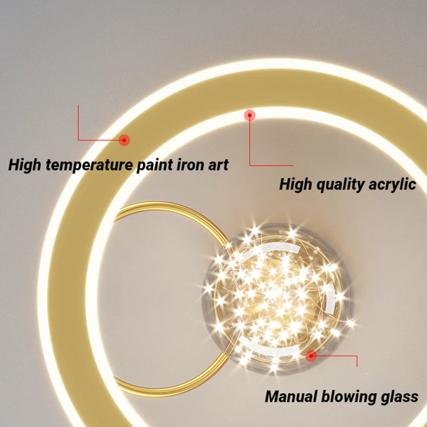 SANDYHA Modern Led Chandeliers Luxury Babysbreath Golden Glass Ball Ceiling Lights Living Dining Table Bedroom Home Decoration