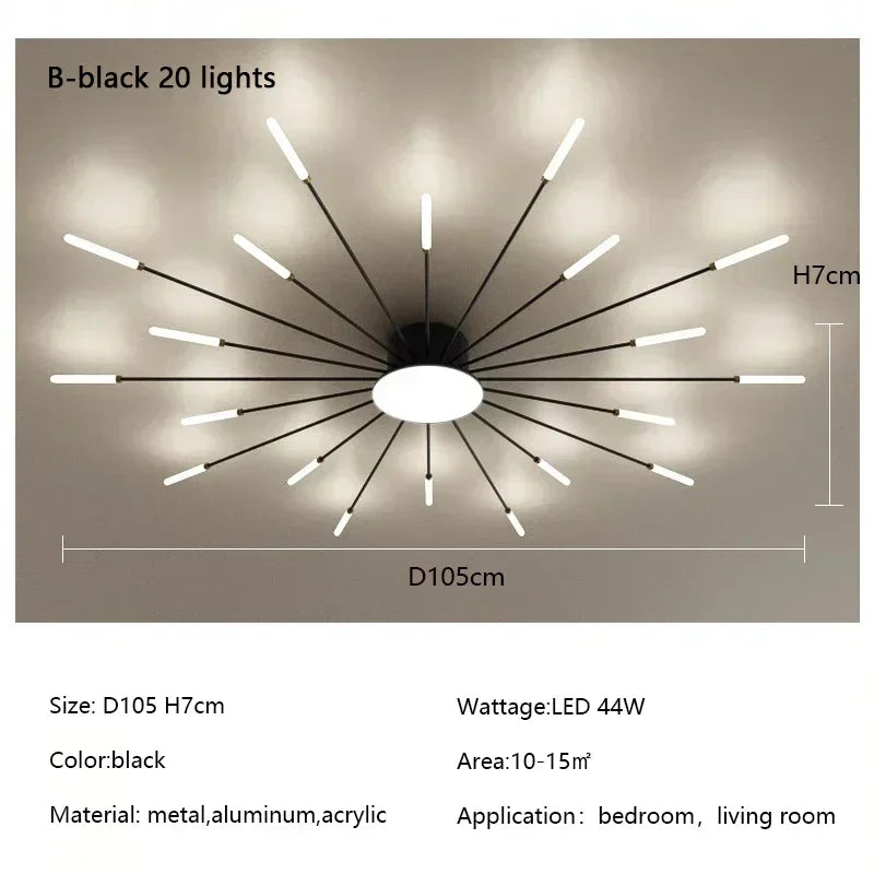 Modern Spiral Firework Led Chandelier Lighting Living Dining Room Ceiling Lights Luminaria Home Decor Bedroom Loft Dimmable Lamp