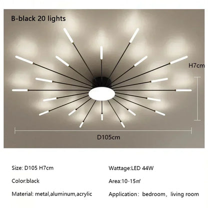 Modern Spiral Firework Led Chandelier Lighting Living Dining Room Ceiling Lights Luminaria Home Decor Bedroom Loft Dimmable Lamp