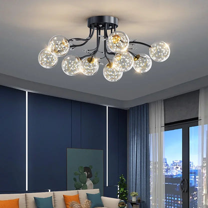 Modern LED Star Glass Ball Chandelier Nordic Interior Decoration Lamps Luxury Ceiling Light for Living Room Bedroom