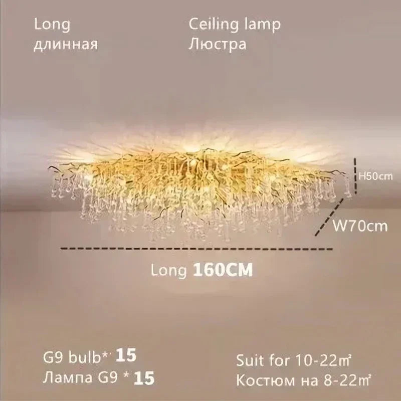 Modern Branch Crystal Chandeliers Gold Luxury Lighting Chandelier for Bedroom  Dining Living Room Kitchen Light